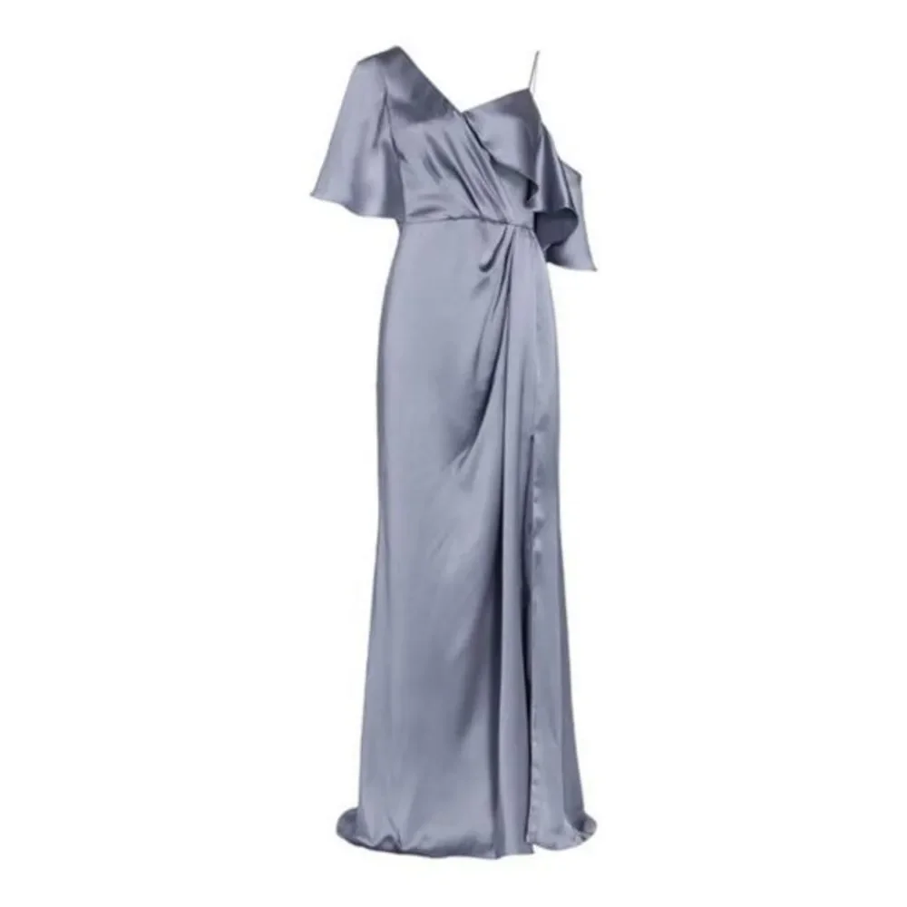 Amsale Asymmetric Ruffle Sleeve Gown Size 14 NWOT - Picture 2 of 11